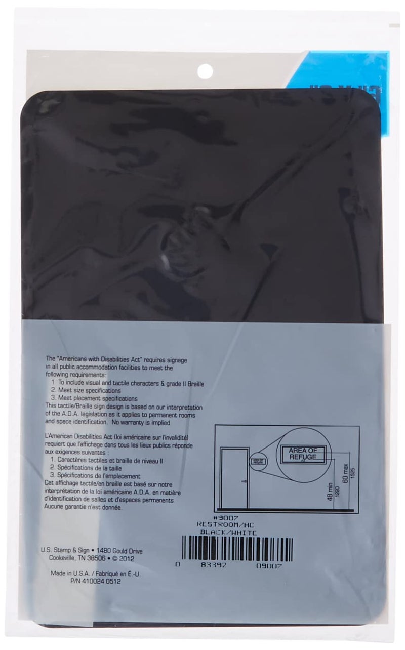 Headline Sign 9007 ADA Wheelchair Accessible Restroom Sign with Grade 2 Braille and Tactile Graphics, 6 Inches by 9 Inches, Black/White, Made in USA - Image 3